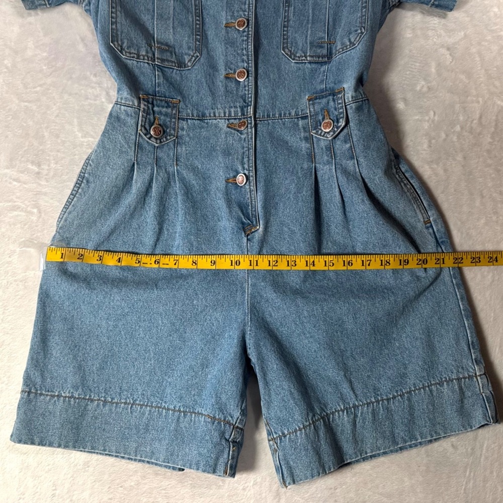 Vintage Bill Blass Denim Romper Jean Jumpsuit Medium P Utility Safari Nautical - Picture 10 of 15